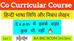 Important Questions | हिन्दी भाषा लिपि और निबंध लेखन | BA BSC BCOM 3rd Sem co-curricular subject MCQ