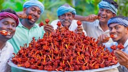 CHICKEN LOLLIPOP | Fried Chicken Recipe Cooking & Eating In Village | Chicken Wings Recipe Making