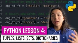 Lists, Tuples, Sets, Dictionaries | Python for Beginners Lesson 4 | Code with Kylie