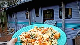 Cooking Creamy Chicken Pesto in my Off Grid Camper