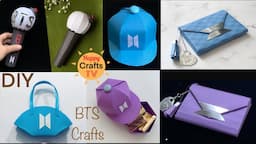 BTS Paper Crafts DIY including BTS army bomb, BTS hat box, BTS gift bag and BTS wallet