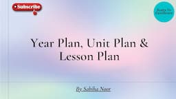 Annual Plan, Unit Plan and Lesson plan | Its MCQs | Sabiha Noor