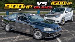 919HP AWD Civic VS 1600HP Trackhawk - DIG REMATCH! (Honda Strikes Back)