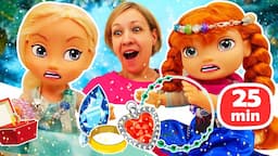 Les histoires drôles d’Elsa, Anna et leur amie Barbie. Jeux avec poupées pour filles