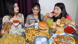 Golgappa, Momos, Chow Mein, Pizza, Burger, Samosa, Rasgulla, Spring Roll Challenge | Food Challenge