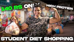 LOW BUDGET BODYBUILDING GROCERY SHOPPING FOR STUDENTS | 140Rs. per Day💪🏻