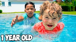 Zakyius Teaches Baby Zely To Swim ALONE In Our Pool *emotional*