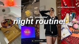 my PRODUCTIVE night routine!🕯️self care shopping, skincare routine, cozy night in + new book recs!