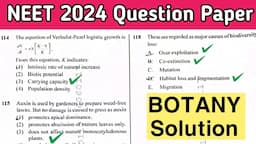 NEET Question Paper 2024 | Complete Solution | Botany Portion | NEET 2024 Solved Paper