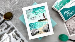 Coastal Scene Featuring the Hero Studio July 2024 Card Kit of the Month