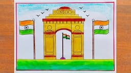 Republic Day Drawing Easy Steps / How to Draw India Gate Easy Step By Step / 26 January Drawing