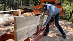 Making Wide Table Top Slabs & Fireplace Mantle from Blue Ponderosa Pine with Woodmizer LT15 Sawmill