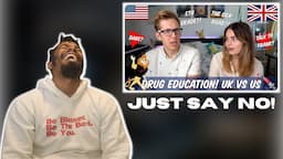 AMERICAN REACTS TO Drug Education! | British VS American | Evan Edinger & Lucy Moon