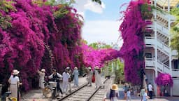 Touring the Triangular Plum Blossom Waterfall in Kunming, China.