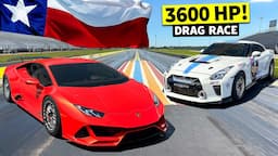 AWD Twin Turbo Showdown! Lamborghini Hurácan EVO vs Nissan GT-R // Texas No-Prep Drag Racing