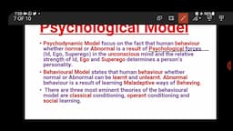 Factors Affecting psychological Disorders:Biological Model,psychodynamic Model,Cognitive Model.