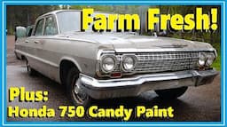 1963 Chevy Biscayne Farm Find! Plus: Parts Car Review, Hoist Project, and 1971 Honda Candy Paint !