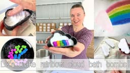 How to make floating cloud bath bombs with hidden embeds that shoot out rainbow jets of colour