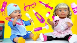 Baby doll and doctor baby Annabell doll - Kids pretend play with First aid kit for baby dolls & toys