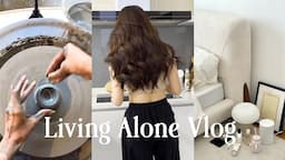 Days in My Life Living Alone | Trying to stay busy and happy, mini bedroom makeover, wheel throwing