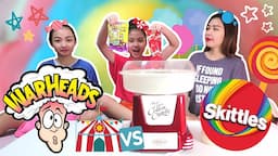 WARHEADS VS SKITTLES RAINBOW COTTON CANDY CHALLENGE PART 4 | BATTLE OF SOUREST CANDY | Aurea & Alexa