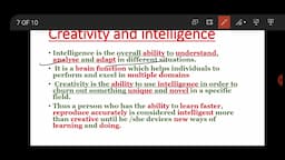 Creativity and Intelligence: Chapter -1 of psychology of 12th class.