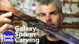 🌌Galaxy Spoon Carving | Wood, Resin & Glitter!