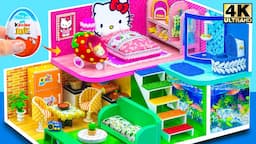 Build Cutest 4-Color House from Cardboard with Hello Kitty Bedroom for Pet ❤️ DIY Miniature House