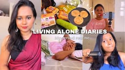 My period routine🌱living alone diaries ✨ wearing saree me💕 cooking 🧑‍🍳 cramps 🥲