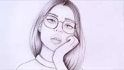 How to draw a girl with glasses | Pencil Sketch Drawing Step by step