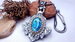 NEW Romantic Pendant with Real Stones: Labradorite and CZ! Polymer Clay Jewelry Project! How to make