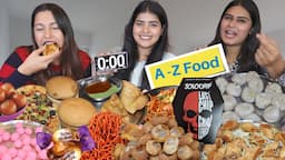 A To Z Alphabet Food Challenge | Jolo Chip, Golgappa, Momos, Korean Noodles, Samosa etc.. Challenge