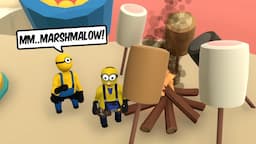 TWO MINIONS ROASTING YUMMY MARSHMALLOWS IN CANDY WORLD in HUMAN FALL FLAT