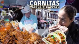 The CARNITAS Capital of the WORLD: FREE all you can eat tacos | Quiroga Michoacan, Mexico