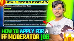 How To Apply For Free Fire Moderator Job😍😘 Full Steps Explain👍 || Garena Free Fire India