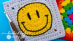 Crochet Smiley Face Granny Square