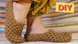 DIY easy macrame flip flop home shoes / Easy macrame shoes tutorial