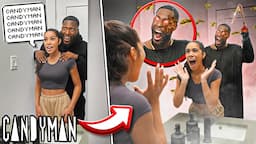 CANDYMAN SCARE PRANK ON GIRLFRIEND! *SHE RUNS OUT THE HOUSE*