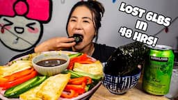 FIRST MEAL after eating NOTHING for 2 days! l HEALTHY VEGGIE SEAWEED WRAP l RECIPE l MUKBANG