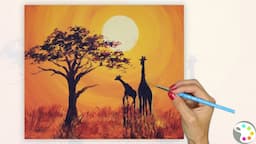 African Sunset Painting / Acrylic Step-by-Step Tutorial