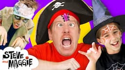 Halloween Spooky Party for Kids with Steve and Maggie | Monster Trick or Treat | Hit the Piñata