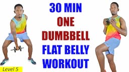 30 Min One Dumbbell Belly FLATTENING Workout No Jumping (5KGS) - Standing Workout