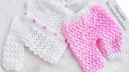 NB -24M Super Cute crochet baby pants, leggings, trousers to match marshmallow cardigan LEFT HANDED