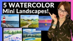 Mini Watercolor Painting Tutorial (5 EASY Landscapes!)