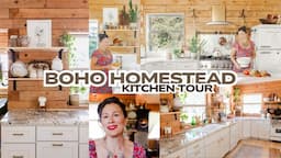 ULTIMATE Boho Style Kitchen Tour [ + KITCHEN PRODUCTIVITY TIP] + kitchen island makeover diy