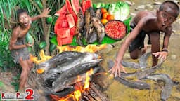 Catch Fish Cock Recipes Eating- Primitive Technology