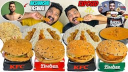 AKSHANSHU ASWAL ONE TIME MEAL CHALLENGE😱BUTTER CHICKEN,NAAN,KFC ZINGER RANGE,LEG PIECE,NAGIN CHIPS🔥