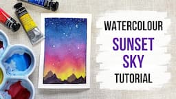 Easy watercolour sunset sky tutorial (step by step)