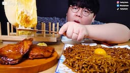 Warm Melted Swiss Raclette Cheese with Chicken ASMR Mukbang 라클렛치즈 곁들여먹는 치킨 짜파게티 먹방! Tasty Hoon 테이스티훈