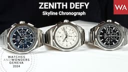 ZENITH Defy Skyline Chronograph in black, blue or silver presented at Watches and Wonders 2024.